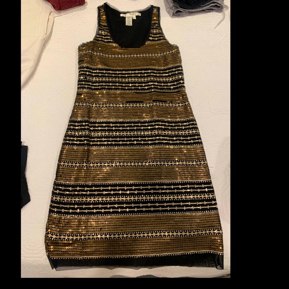 Gold and black sparkly sequin dress